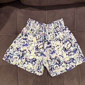 CAbi Multicolor Floral Smocked-Waist Athletic Shorts